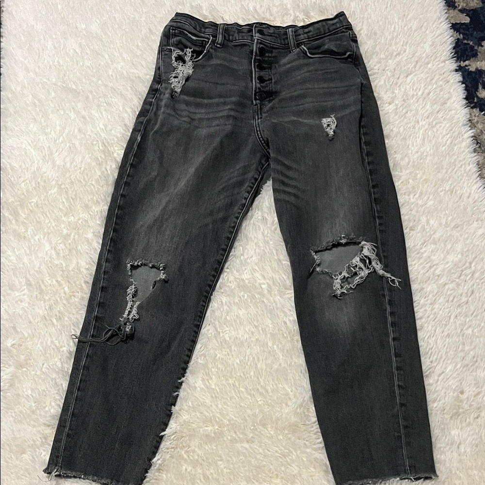 Lucky Brand Black Distressed Mom Jeans